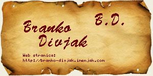 Branko Divjak vizit kartica